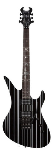 Guitarra Eléctrica Schecter Synyster Standard De Caoba Gloss Black With Silver Pin Stripes Brillante Con Diapasón De Ébano