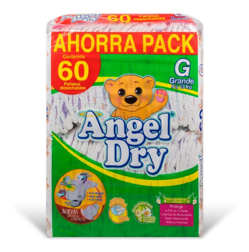 Pañal Angel Dry Etapa 4 Grande 60 Pzas