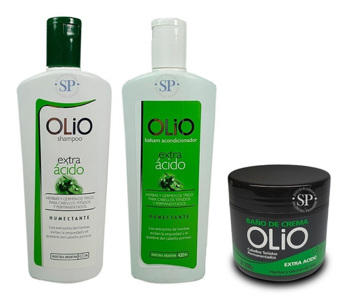 Kit Shampoo + Balsam + Baño De Crema Olio Extra Ácido