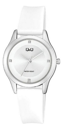 Reloj Q&q Qyq Qz51j3 Deportivo Dama Impermeable + Estuche Correa Blanco