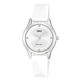 Reloj Q&q Qyq Qz51j3 Deportivo Dama Impermeable + Estuche Correa Blanco