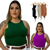 Body Feminino Plus Size Regata Básica Tamanho 44 Ao 50