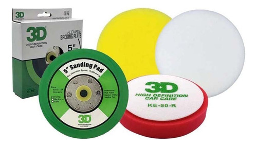 Kit De 5 Pulgadas Backing 5/16  + 3 Pads Europeos 3d