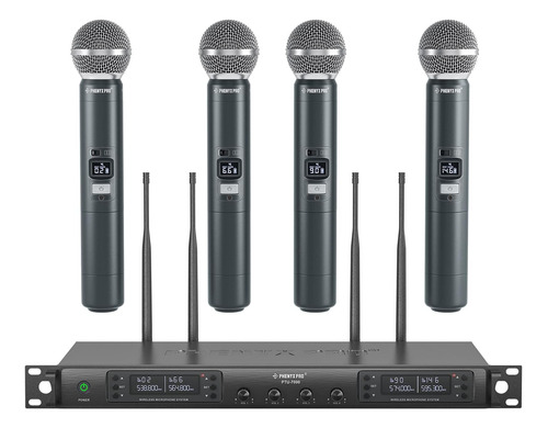 Micrófono Inalámbrico Marca Phenyx Pro, 4 Pz /karaoke/negro.