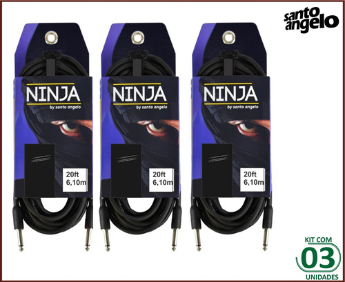 3 Cabos Guitarra Santo Angelo Ninja 20ft - 6,10m - P10| P10