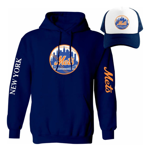Kit Sudadera + Gorra Sublimada Modelo New York Mets