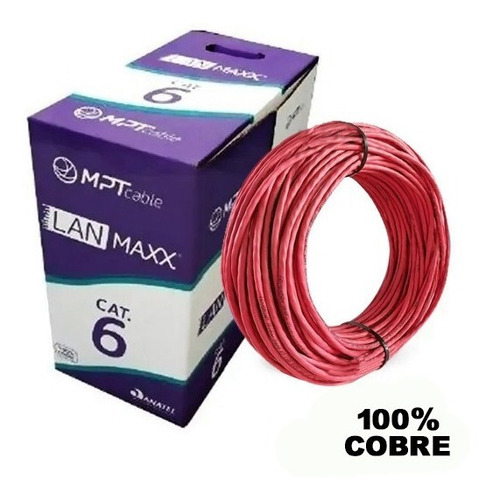 Caixa De Cabo De Rede Vermelho Cat6 Gigalan 150 Metros Cobre