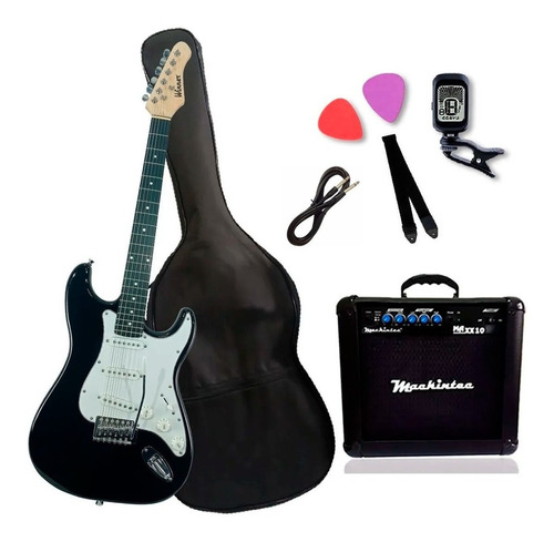 Kit Completo Estudante Iniciante Guitarra Winner Preto 