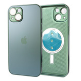 Capa Magsafe Vidro Temperado Silicone iPhone 11 Ou 12 Verde