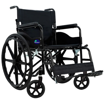 Silla de Ruedas Plegable De Lujo Acero Compacta Todo Terreno Descansabrazos Cómodos Seguros Negro Medical | Meses sin interés