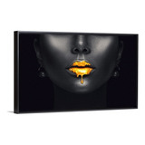 Canvas | Mega Cuadro Decorativo | Labios Dorado | 60x40