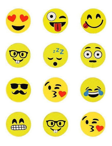 Imãs Enfeite De Geladeira E Painel Botão Emojis 12 Unidades