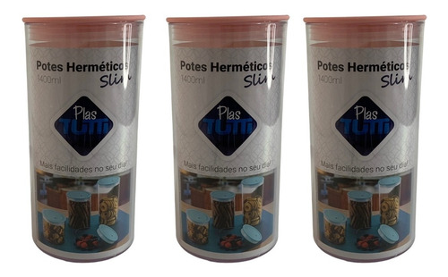 Kit 3 Potes De 1,4l Acrilico Tampa Hermetica