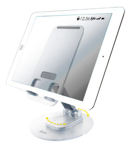 Soporte Para Mini iPad Base Metal Celular Tableta Gira 360 Color Blanco