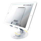 Soporte Para Mini iPad Base Metal Celular Tableta Gira 360 Color Blanco