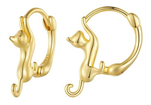 Aretes Huggies Gatos Gatitos Plata 925 Chapado Oro Ó Platino