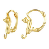 Aretes Huggies Gatos Gatitos Plata 925 Chapado Oro Ó Platino