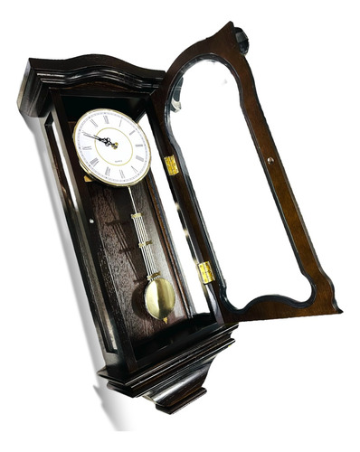 Reloj Con Pendulo  De Madera Para Colgar En Pared - Antiguo