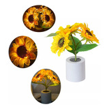 Lámpara De Mesa De Noche Flores Led Recargable Usb Girasol