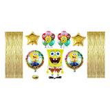 Kit De Globos Bob Esponga Gigante Para Cumpleaños + Cortinas