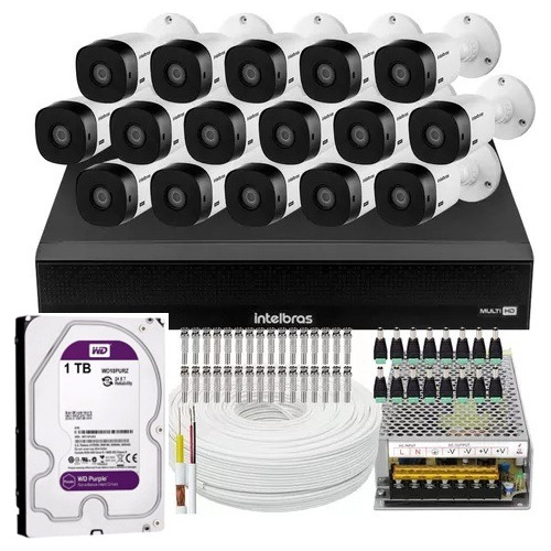 Kit Intelbras 16 Cam 1120 Ir20m Dvr Mhdx 1116 C/ 1 Wd Purple