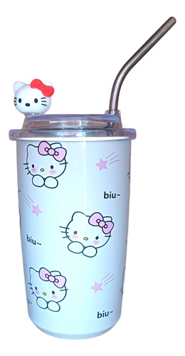 Vaso Termico Con Popote Hello Kitty Sanrio Acero Inoxidable
