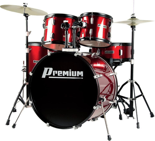 Bateria Premium Dx722 Wr Vinho Bumbo 22 Completa Iniciante