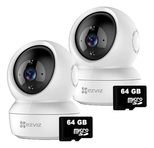 Kit Camara Seguridad Wifi Ezviz 2 C6n + 2 Microsd 64gb