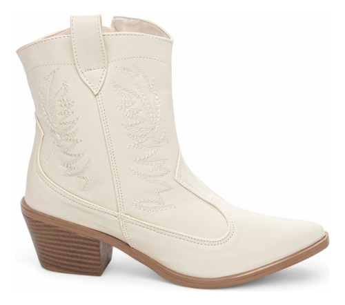 Bota Branca Feminina Texana Country Cano Baixo Tam 34 A 39