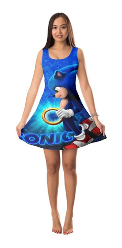  Vestido Games Sonic Adulto E Infantil 