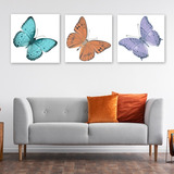 3 Mariposas Tonos Pastel Cuadro Lienzo Canvas Decorativo