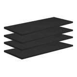 Kit 4 Prateleiras 40x25cm Mdf Preto Suporte Flutuante 40254p