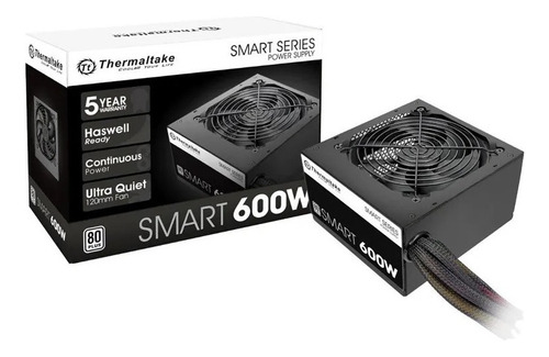 Fonte De Alimentação Thermaltake 600w Smart Series 80 Plus Branca Cor Preta