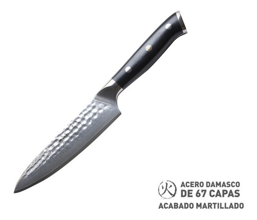 Kanka - Cuchillo Multiuso 13cm Acero Damasco 67 Capas Y G10 Color Negro