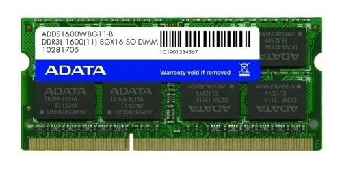 Memoria Ram Adata Ddr3l 8gb Portátil 1600mhz Sodimm 1.35v