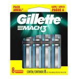 Gillette Mach3 Carga Para Aparelho De Barbear - 8 Unidades