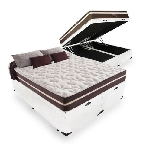 Cama Box Baú Queen + Colchão De Molas Anjos Superlastic 158