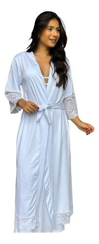 Robe Hobby Feminino Longo Noiva Luxo Com Renda Roupão