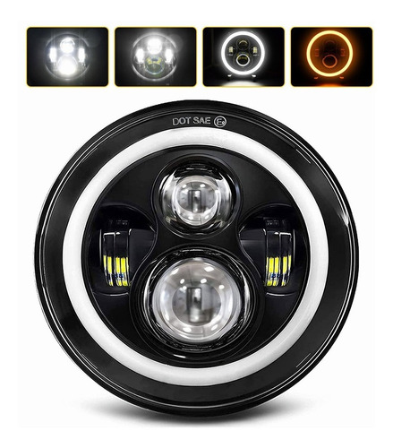 Faros Delanteros Led H4 Halo De Ángel P/wrangler Jeep Vocho