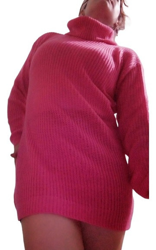 Sweater Poleron Pullover Largo Mujer Lana Varios Colores 