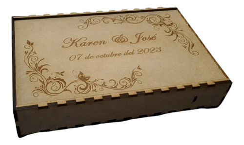 Caja De Madera Para Fotos 5x7 Personalizable Con Espacio Usb