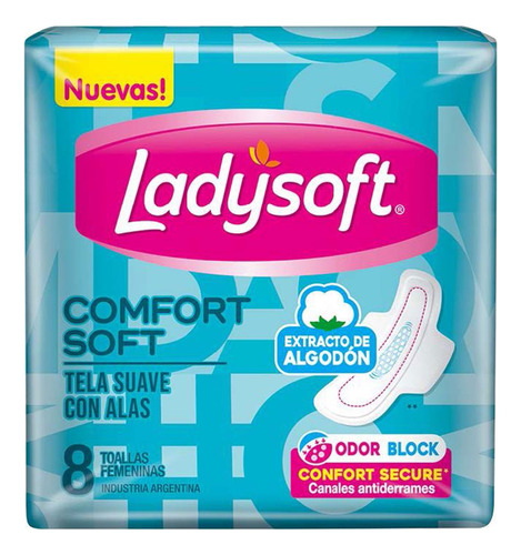 Pack X 5 Ladysoft Comfort Normal Tela Suave Con Alas X 8 Un