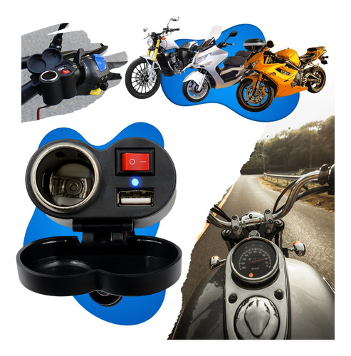 Carregador Tomada Usb Para Moto Celular Gps Acendedor