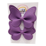 Broche Con Moño Para Cabello Mariposa Lavanda 2pz