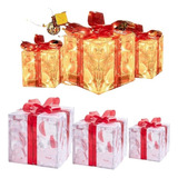 Caja De Regalo De Navidad Con Luz Led, Paquete De 3 Artículo