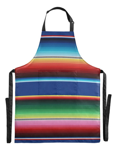 Delantal De Babero Mexicano Serape Manta Rayas  Cocina Dela