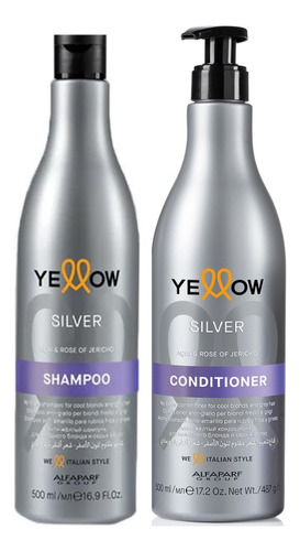 Shamp + Acond Matizador Silver Yellow X 500 Ml By Alfaparf