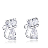 Aretes Para Mujer Gato Cristales Austriacos En Plata 925