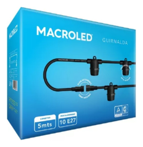 Guirnalda Luces Led 5mts Macroled Con 10 Portalamparas