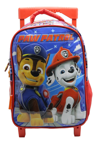 Mochila Escolar Cresko Paw Patrol Carrito Rueditas 12p 